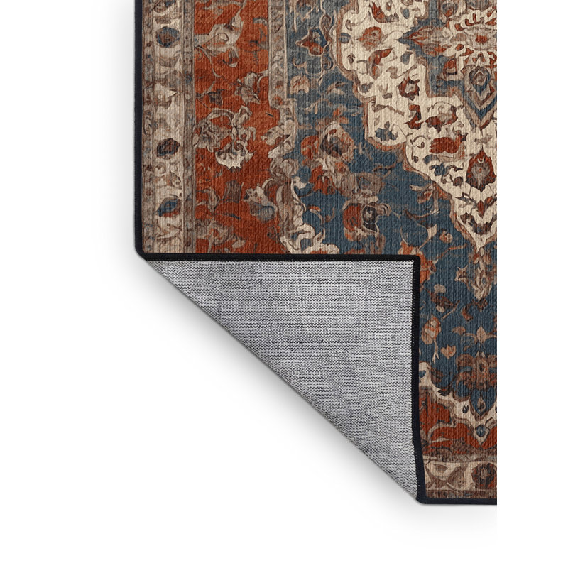 Machine Washable Brown Area Rug, Rectangle 6' x 9'