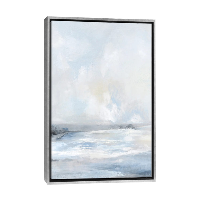 Soft Blue Sea - Wall Art Print - Framed Canvas, 60" H x 40" W, Framed Print without Mat, Silver