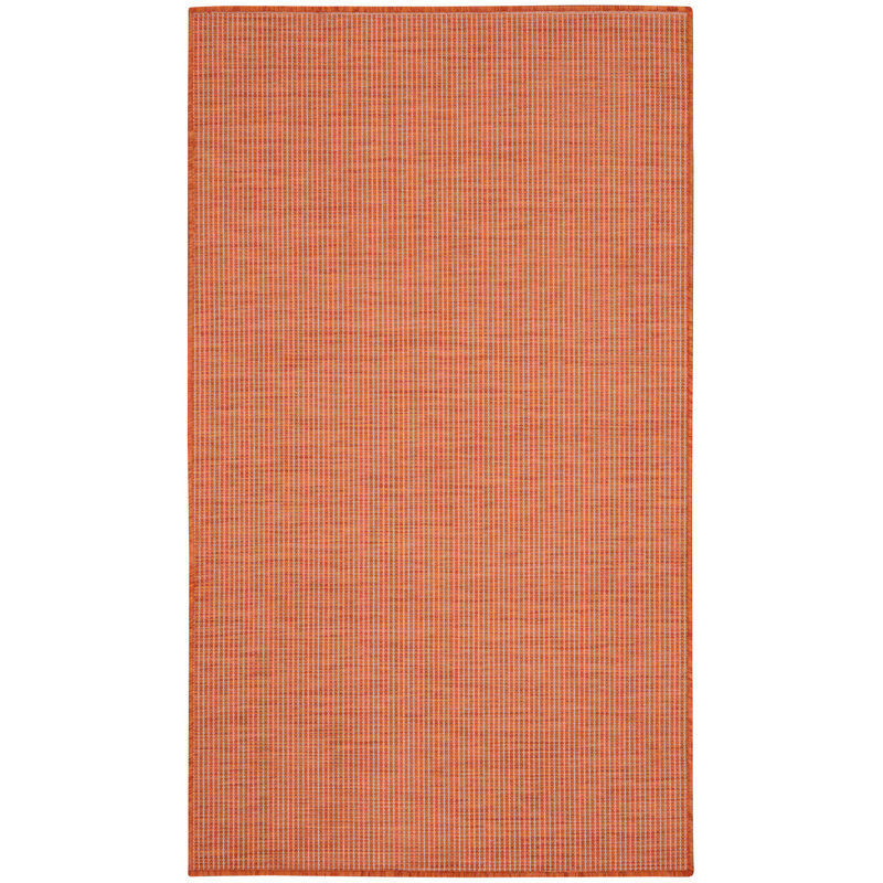 Lillehammer Solid Indoor/Outdoor Area Rug, Rectangle 3' x 5', Terracotta