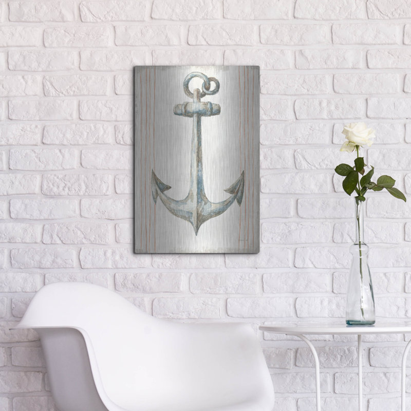 Breakwater Bay «Floursack Nautical 5 No Words» par Danhui Nai, art mural en métal, H 24 po x l 24 po