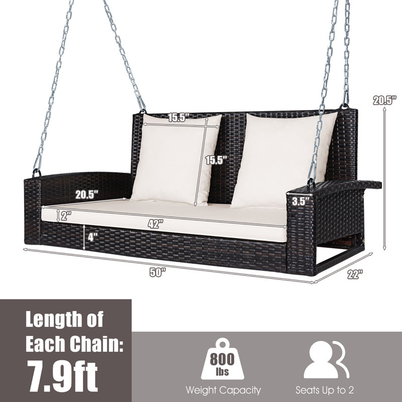 Costway 2 Person Porch Swing, White