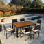 Ensemble de salle à manger d'extérieur 7 pièces, table de patio avec plateau en bois et structure en métal