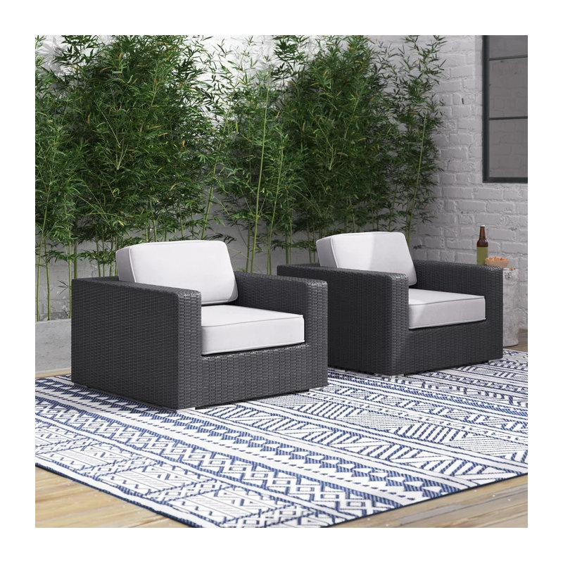 Fauteuils de patio en osier avec coussins amovibles Faaliliu