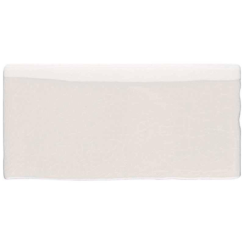 Antic Craquelle 6" x 3" Glossy Ceramic Bullnose Tile Trim in White, Gris soho