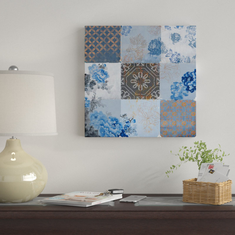 «Deft Blue», impression sur toile, H 26 po x l 26 po x P 1,5 po, Pas de tapis, Toile tendue