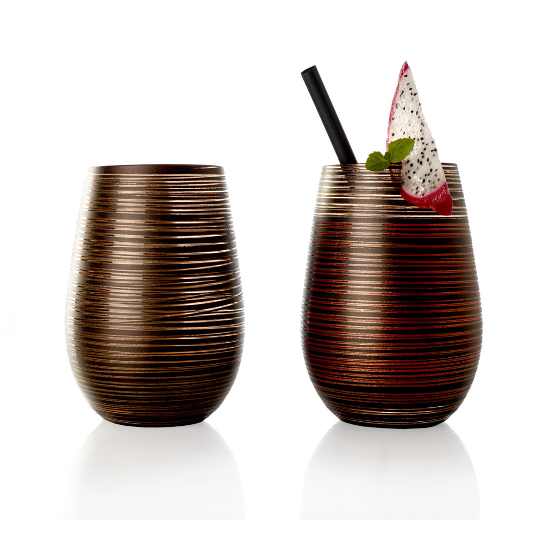 Olympia Tumbler Black With Silver (Set of 2) Stölzle Lausitz 