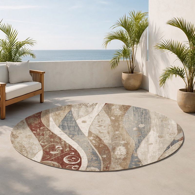Tapis intérieur et extérieur Terra Bloom, Rond 5 pi