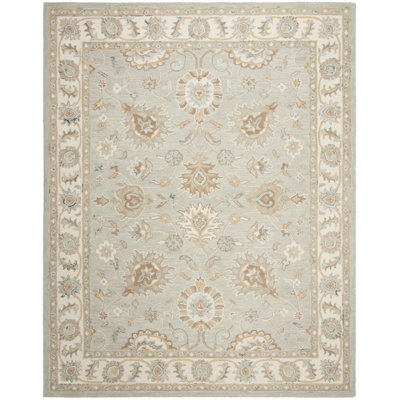 Desmondia Handmade Wool Aqua/Ivory Rug