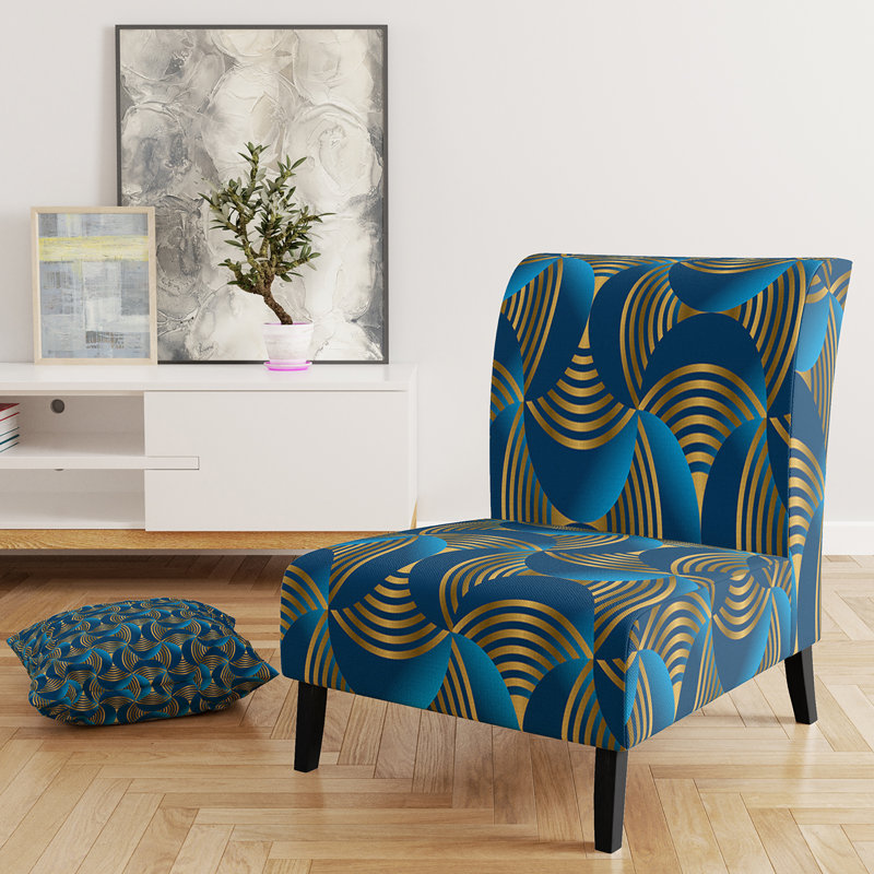 Fauteuil de chambre rembourré Mid-Century, Bleu