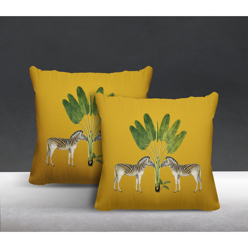 Housse et insert de coussin carré intérieur / extérieur , L 17 po x H 17 po, Jaune