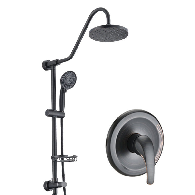 8" Rain Shower Head And Handheld - Dent Assembly Complementary To Any Decor, Black