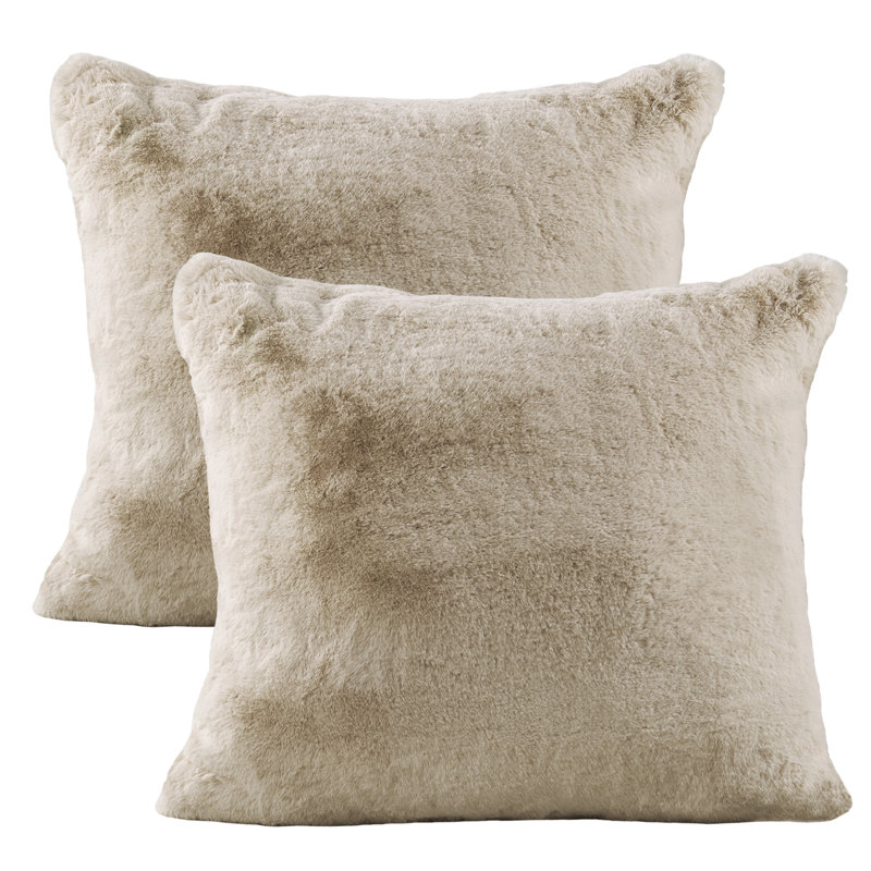 Heavy Faux Fur Throw Pillow Cover, Pure Cashmere, 26' H x 26' W