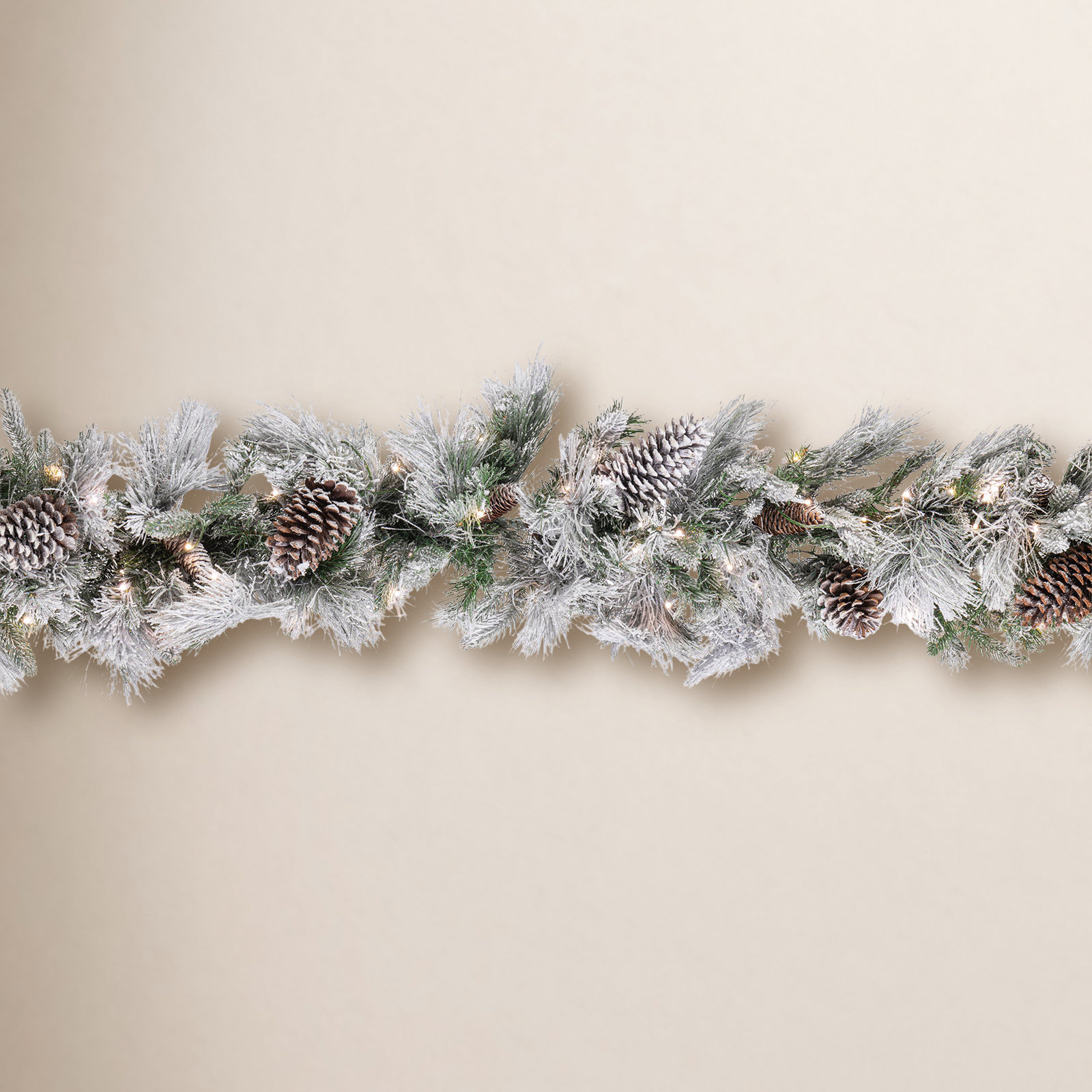 108" Frosted Pre-Lit Christmas Garland