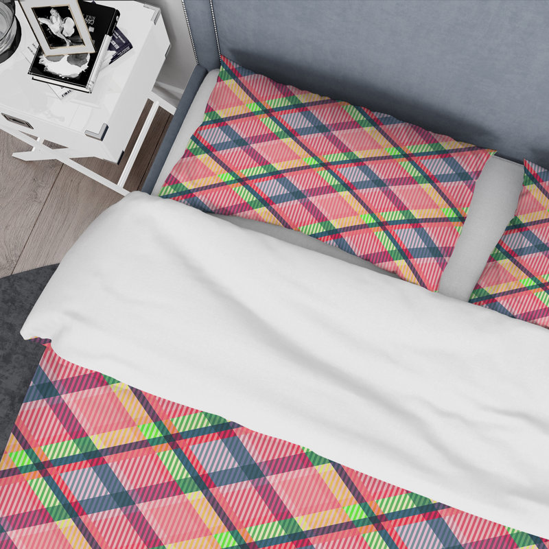 Ensemble de housse de couette Tartan al Texture I Mid-Century, Housse simple + 1 taie décorative