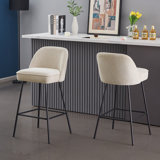 Nat Modern Fabric Upholstered Bar Stools with Spring
