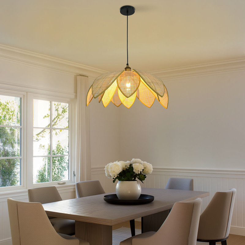 Luminaire suspendu en rotin, luminaire suspendu - ampoule E26 (non incluse) - P 25,6 po x H 11,81 po