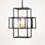 Suspension de 4 lanternes noir mat et or, luxueuse pour cuisine, salon, hall d'entrée, couloir avec plafond réglable en hauteur, bureau.