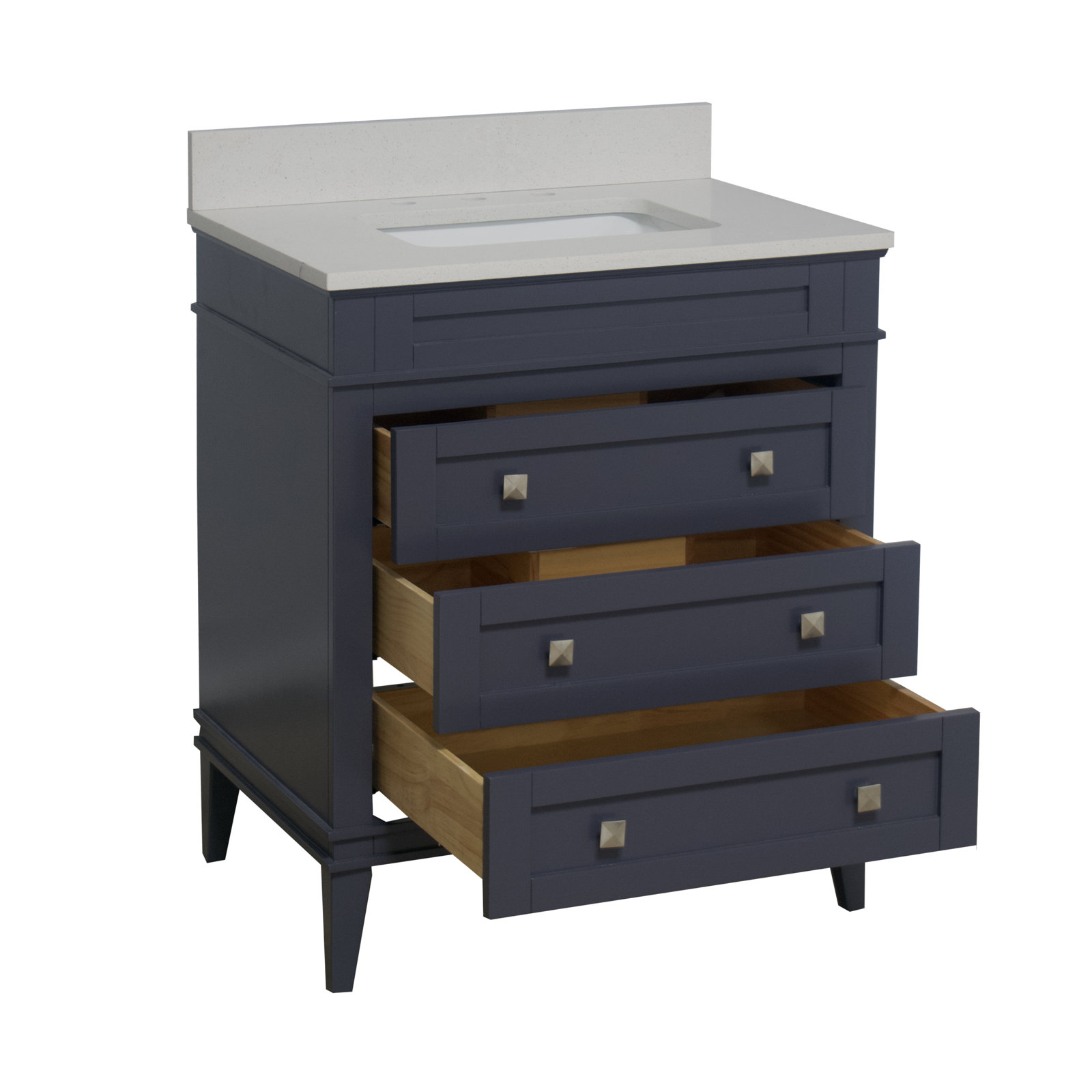 30'' Single Bathroom Vanity, Marine Gray, Quartz