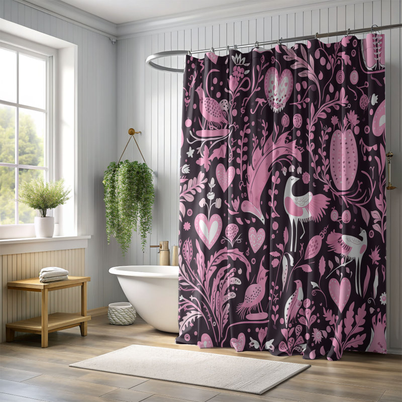 Heart Dream - Rideau de douche standard 1 pièce, H 74 po x l 71 po