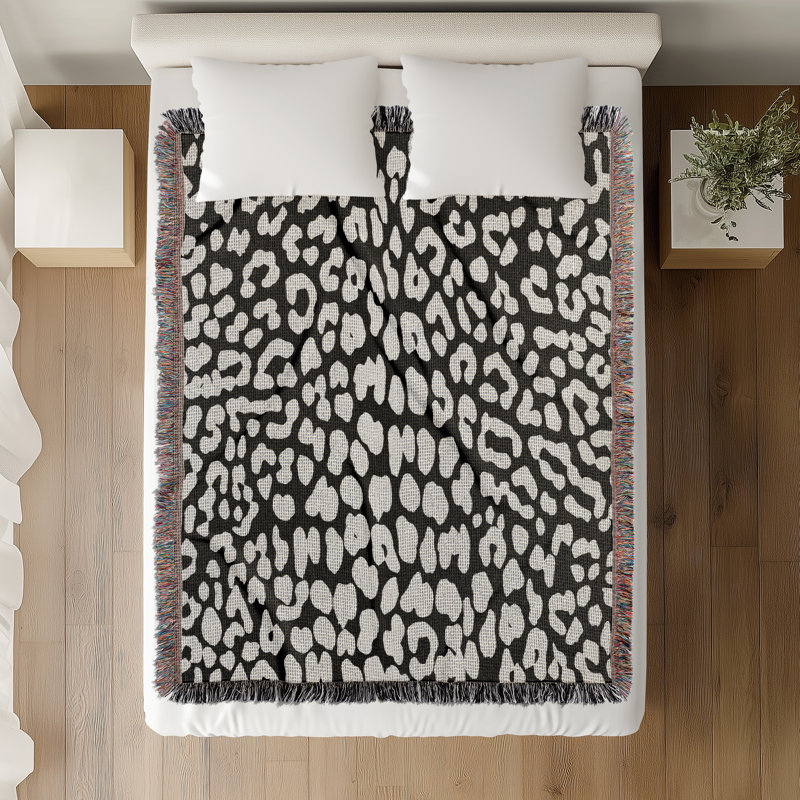 Jeté en mélange de coton Delo, L 80 po x l 60 po, Noir