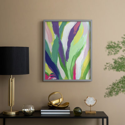 «Bright Tropical Abstraction», reproduction encadrée en V - bois massif