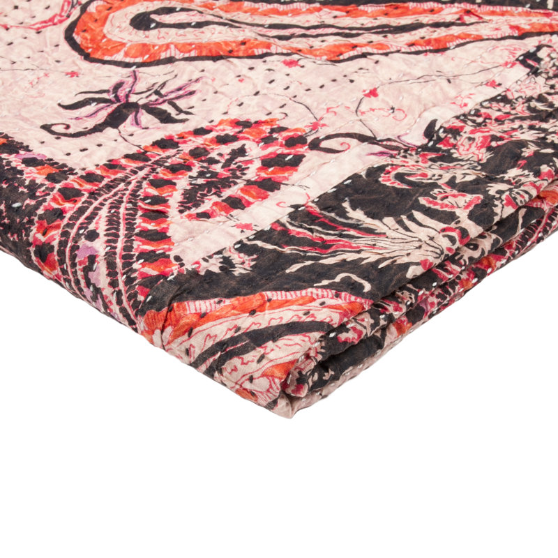 70" Multicolored Cotton and Faux Fur Handmade Throw Blanket