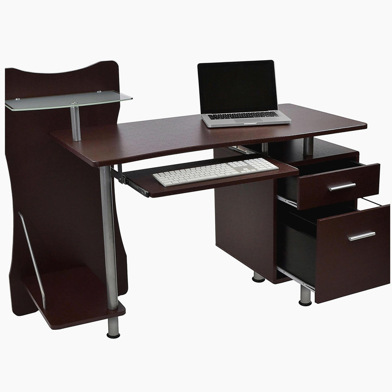 Bureau d'ordinateur avec rangement brun chocolat
