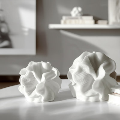 Resin Coral Sculpture Figurines for Home Decor - Decorative Objects Accent for Living Room Decorations - Set of 2, 10", 7", White