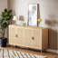 Armoire de rangement élégante et fonctionnelle en rotin à 4 portes, pour la salle à manger, le salon, le bureau, facile à assembler