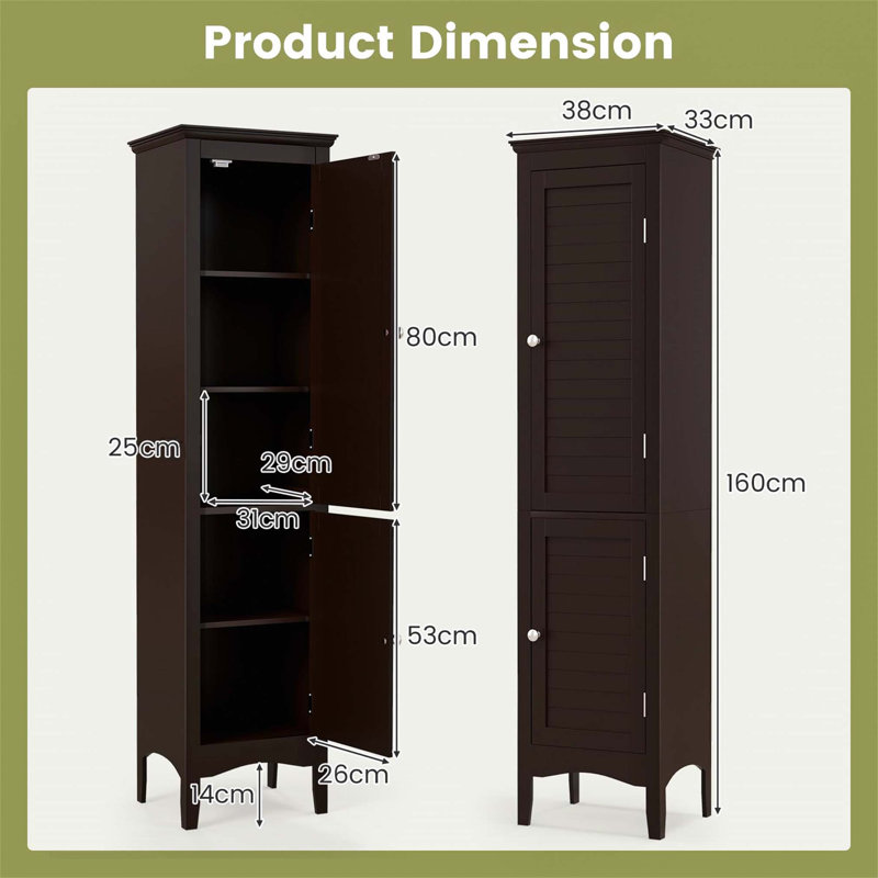 Compact Bathroom Cabinet Linen Cabinet, Brown