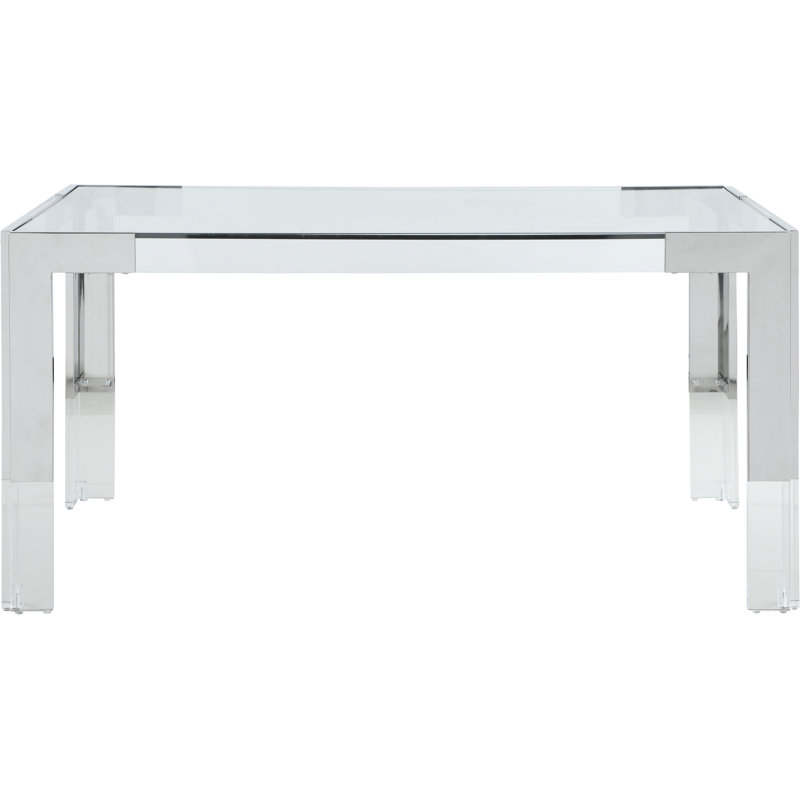 Casper Glass Top Dining Table, Chrome 