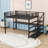 Metal Loft Bed with Desk, Storage Stairs, and LED Lights-44869149-44869148