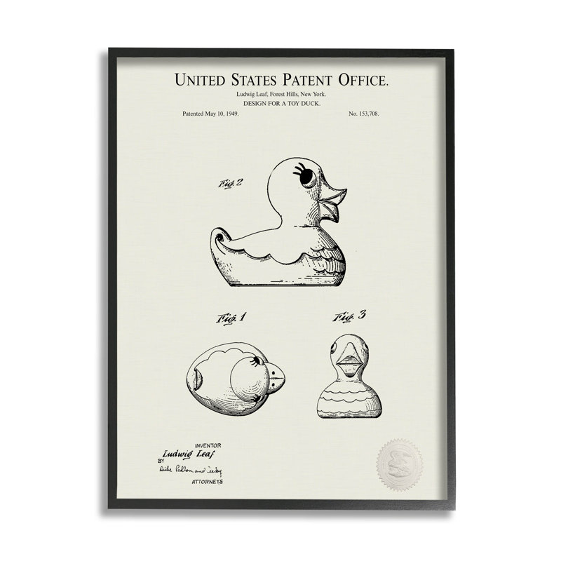 «Vintage Duck Toy», art de la giclée noire encadrée par Karl Hronek, H 20 po x l 16 po x P 1,5 po