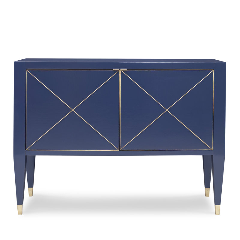 Cadet Blue and Gold Mindi Wood Accent Cabinet