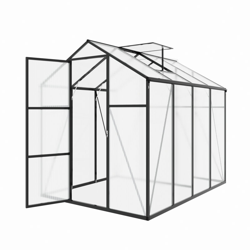 Polycarbonate Greenhouse, Walk-In Greenhouses For All Season, Green, 7.2' H x 8.1' W x 6.1' D