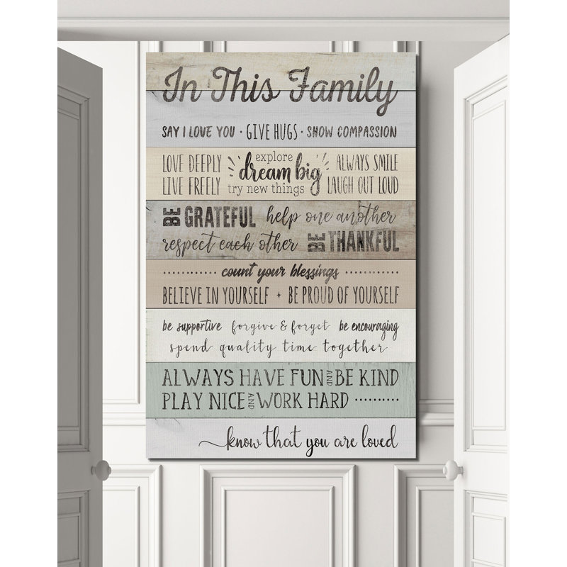 «In this Family», art textuel, H 18 po x l 12 po x 1,5 po, Toile tendue