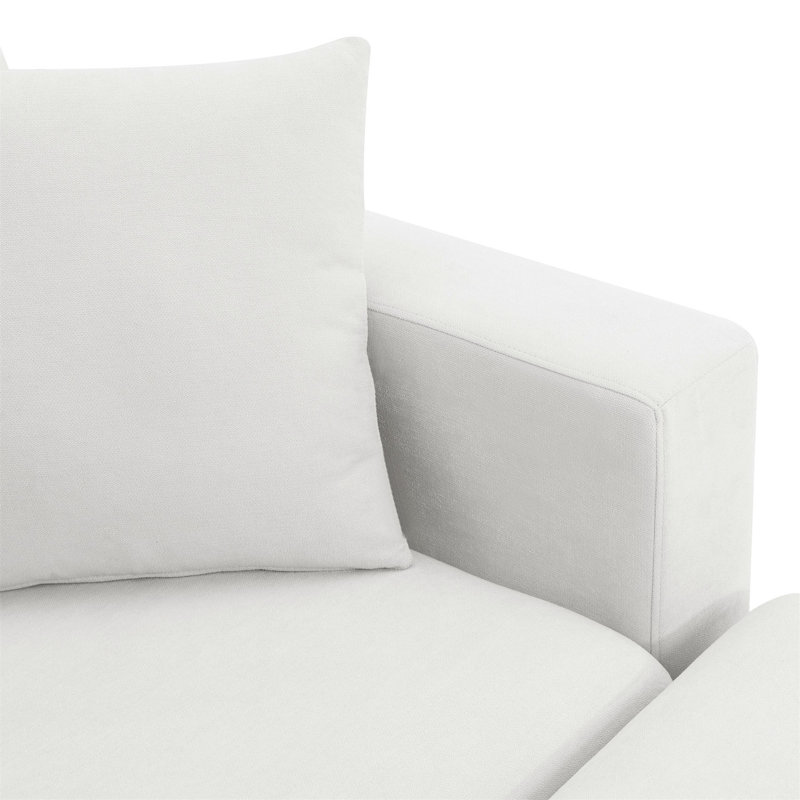 3 - Piece Upholstered Sectional, White Polyester