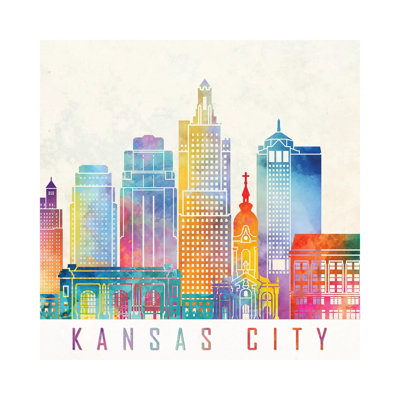 Kansas City Landmarks Watercolour 1 Piece Wrapped Canvas Painting