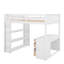 Lit mezzanine double avec tablettes et bureau
