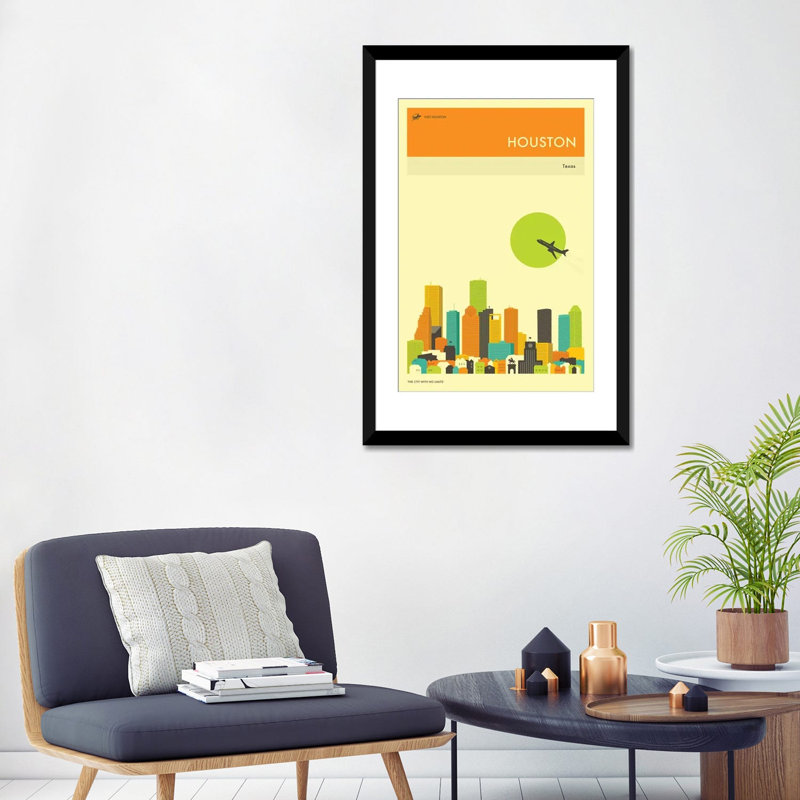 « houston horizon iii », impression sur toile, H 24 po x l 16 po x P 1 po, Papier d'art encadré noir, Blanc