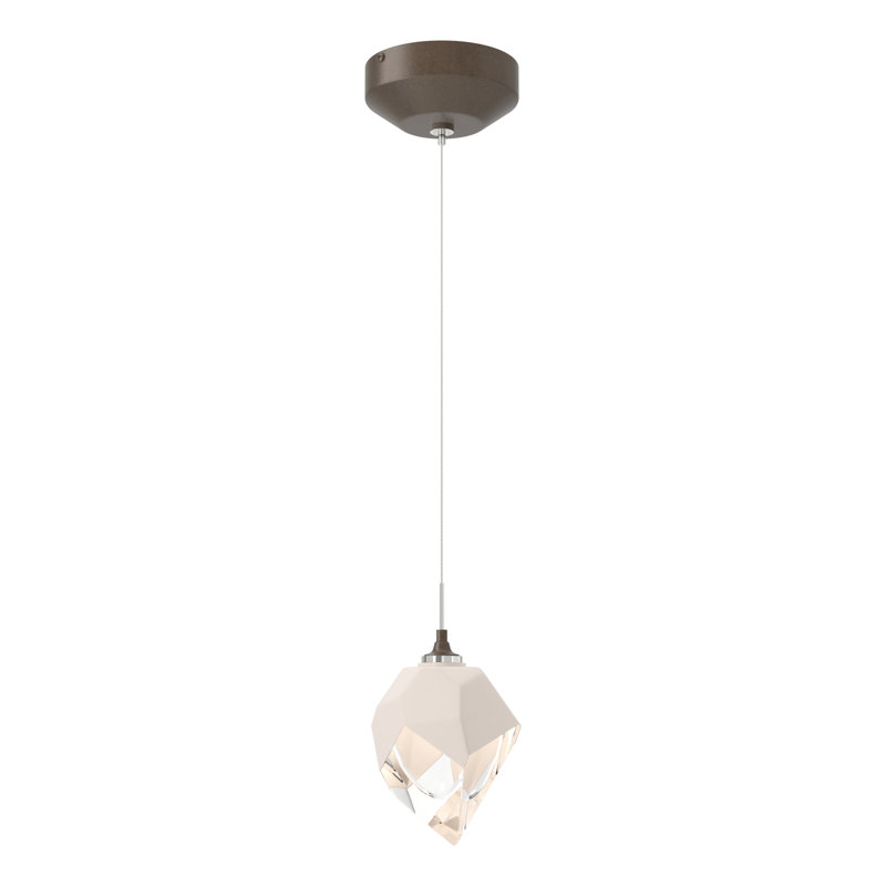 Chrysalis 1 - Light Single Geometric Pendant, Bronze, White