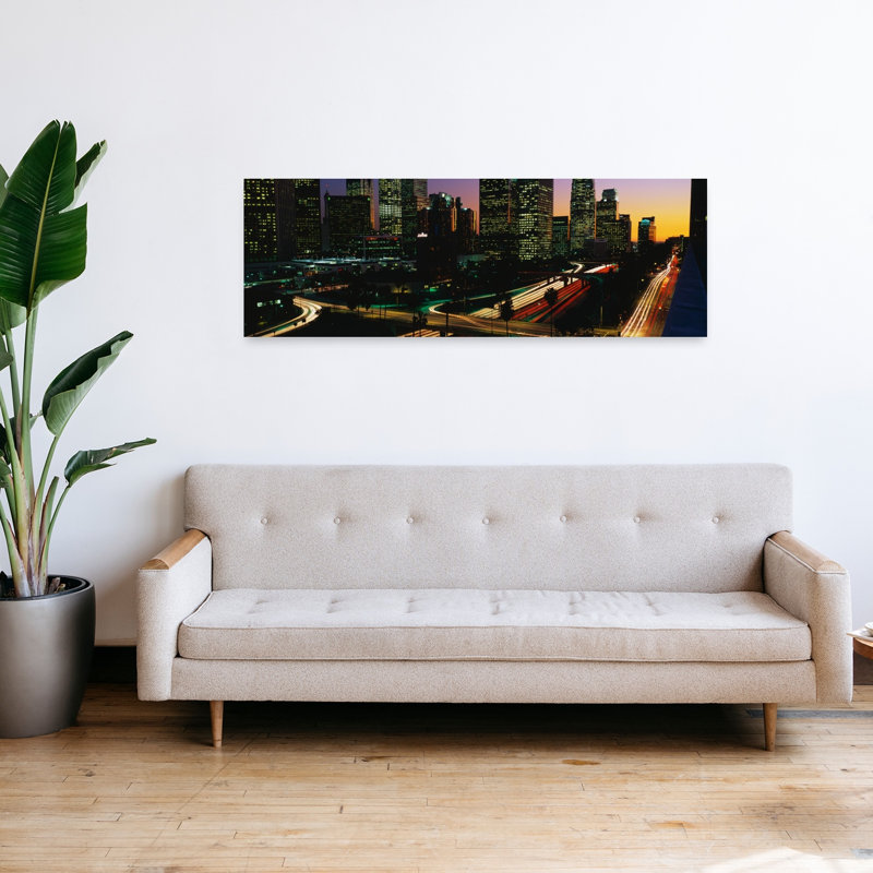 Harbor Freeway Los Angeles CA 1 Piece Wrapped Canvas Panoramic Wall Art, 40.64 cm H x 121.92 cm W