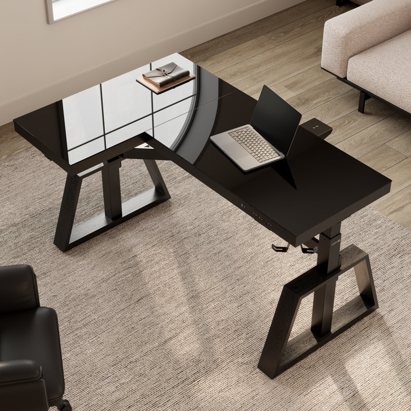 Chaniqua Music Synced RGB LED Glass Gaming Desk, Left Hand
