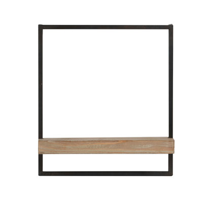 Tablette murale en fer et bois Barzan - noire et brune