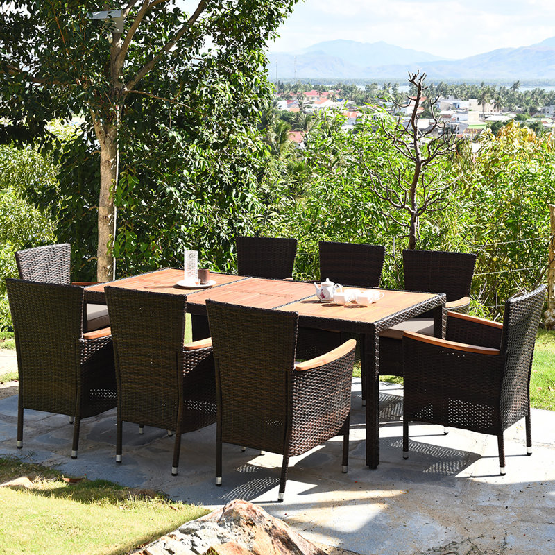 Ensemble repas 9 pièces avec coussins Uppsala, Beige
