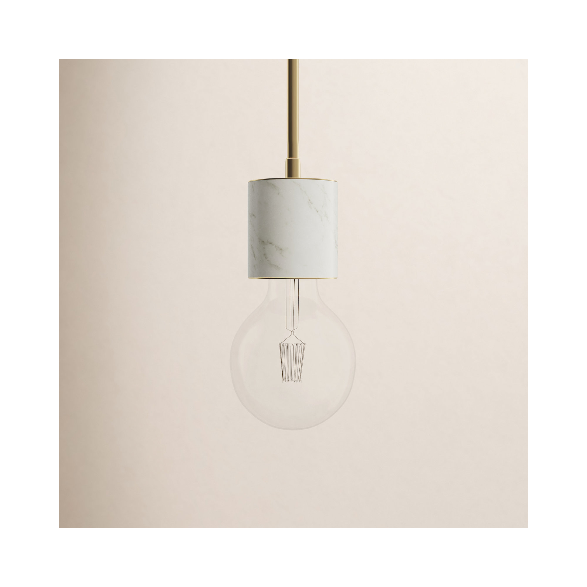 Single Light Pendant, Vintage Brass/White
