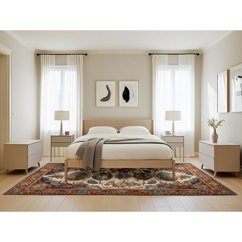 Machine Washable French Brown Area Rug, Rectangle 5' x 8'