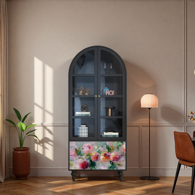 Vitrine en bois massif Floral