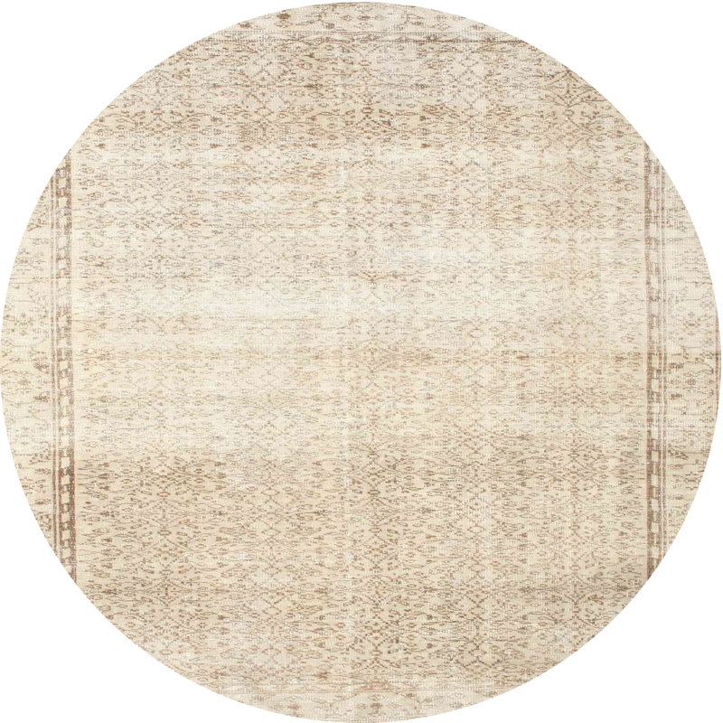 Tapis de zone beige/crème contemporaine, Rond 5 pi