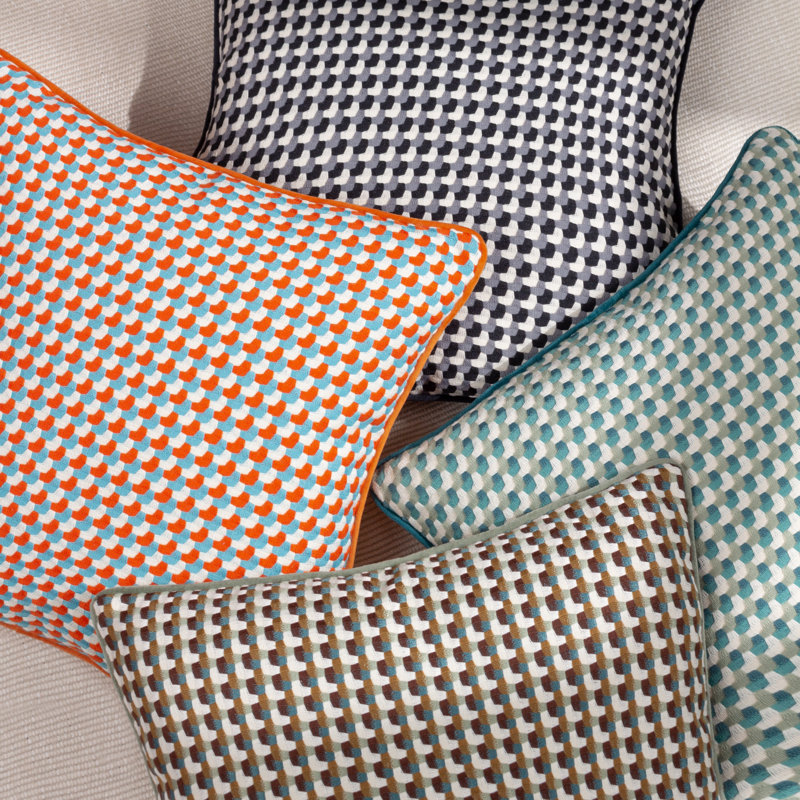 Marttel Geometric Square Throw Cushion, Teal